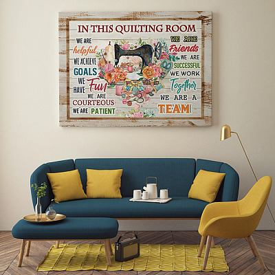 Alternative view of In This Quilting Room We Are A Team Gallery Wrapped Framed Canvas Prints - Unframed Poster - Wall Art