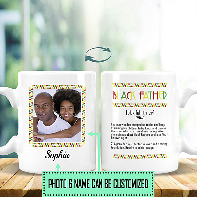Personalized Photo Black Father Definition Ceramic Coffee Mug