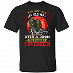 Never Underestimat nov Veteran Gifts, Black, Unisex T-Shirt Never Underestimat nov Veteran Gifts, Black, Unisex T-Shirt