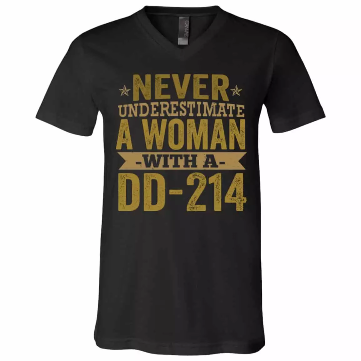 Woman With DD-214 t, Black, V-Neck T-Shirt