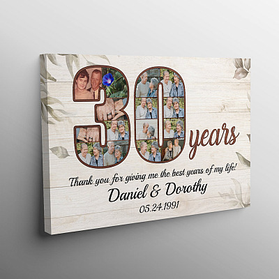 Alternative view of Personalized Photo 30 Years Anniversary - 30th Wedding Anniversary Custom Photo Framed Canvas - Unframed Poster