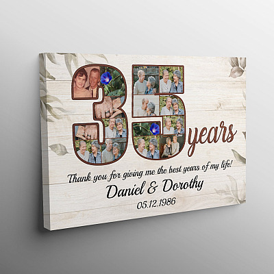 Alternative view of Personalized Photo 35 Years Anniversary - 35th Wedding Anniversary Custom Photo Framed Canvas - Unframed Poster