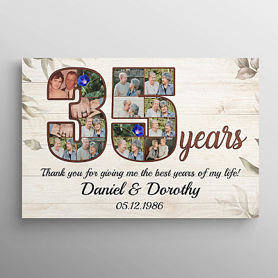 Personalized Photo 35 Years Anniversary - 35th Wedding Anniversary Custom Photo Framed Canvas - Unframed Poster