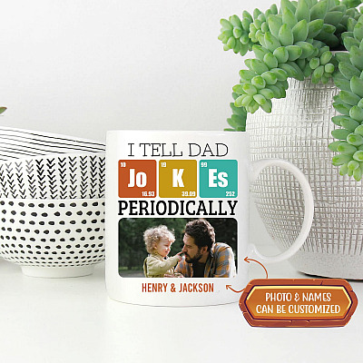 Alternative view of Personalized Custom Photo I Tell Dad Jokes Periodically Funny Father's Day Coffee Mug - Travel Bottle