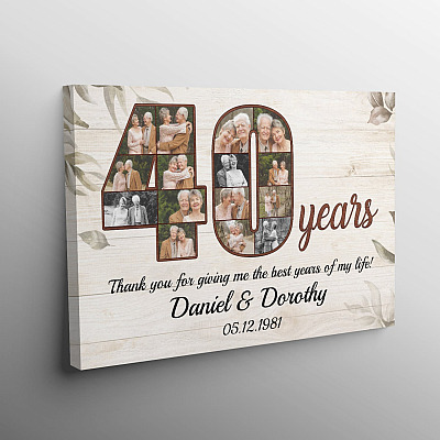 Alternative view of Personalized Photo 40 Years Anniversary - 40th Wedding Anniversary Custom Photo Framed Canvas - Unframed Poster