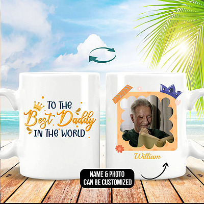 Alternative view of Personalized Custom Photo to The Best Daddy in The World Best Daddy Mug Two Sided Ceramic Coffee Mug