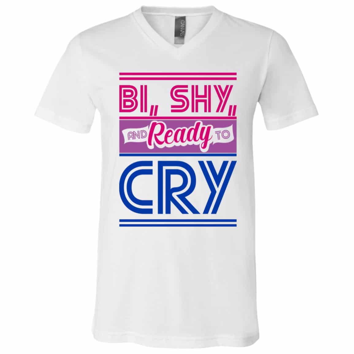 bi t, White, V-Neck T-Shirt