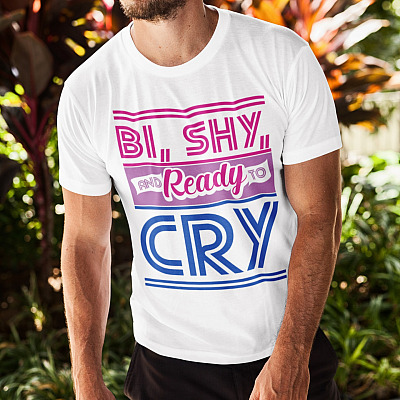 Alternative view of Bi Shy and Ready to Cry Bisexual  T-Shirt - V-Neck Tee