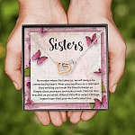 Sisters No Matter Where Life Takes Us We Will Always Be Connected by Heart Joined Interlocking Hearts Necklace