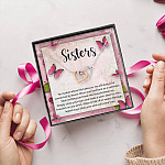 Sisters No Matter Where Life Takes Us We Will Always Be Connected by Heart Joined Interlocking Hearts Necklace