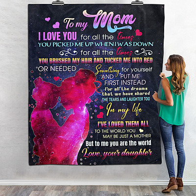 Alternative view of To My Mom I Love You All The Times To Me You Are The World Fleece Blanket - Mink Blanket - Woven Blanket