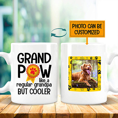Personalized Photo Grandpaw Like A Regular Grandpa But Cooler Ceramic Coffee Mug - Color Changing Mug