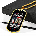 I'm a Dad Grandpa and A Veteran Nothing Scares Me - Veteran Grandpa Gift - Dog Tag Pendant Necklace