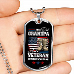 I'm a Dad Grandpa and A Veteran Nothing Scares Me - Veteran Grandpa Gift - Dog Tag Pendant Necklace
