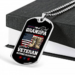 I'm a Dad Grandpa and A Veteran Nothing Scares Me - Veteran Grandpa Gift - Dog Tag Pendant Necklace