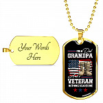 I'm a Dad Grandpa and A Veteran Nothing Scares Me - Veteran Grandpa Gift - Dog Tag Pendant Necklace