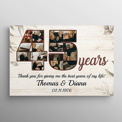 Personalized Photo 45 Years Anniversary - 45th Wedding Anniversary Custom Photo Framed Canvas - Unframed Poster