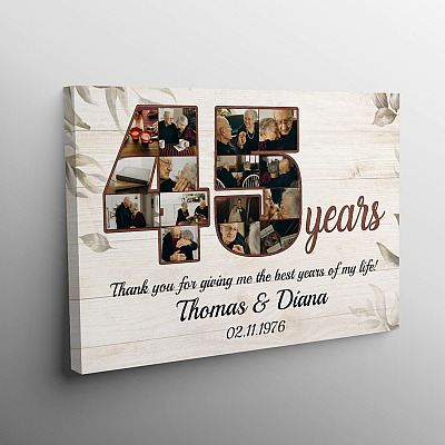 Alternative view of Personalized Photo 45 Years Anniversary - 45th Wedding Anniversary Custom Photo Framed Canvas - Unframed Poster