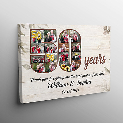 Alternative view of Personalized Photo 50 Years Anniversary - 50th Wedding Anniversary Custom Photo Framed Canvas - Unframed Poster
