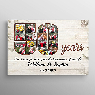Personalized Photo 50 Years Anniversary - 50th Wedding Anniversary Custom Photo Framed Canvas - Unframed Poster