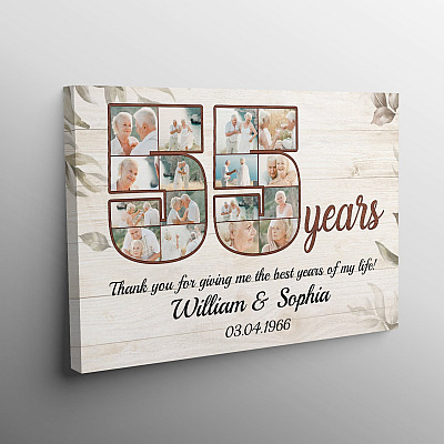 Alternative view of Personalized Photo 55 Years Anniversary - 55th Wedding Anniversary Custom Photo Framed Canvas - Unframed Poster