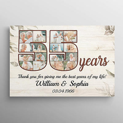 Personalized Photo 55 Years Anniversary - 55th Wedding Anniversary Custom Photo Framed Canvas - Unframed Poster