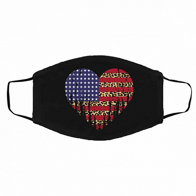 American Flag Leopard, White, Cloth Face Cover – Medium/Large