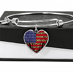 American Flag Leopard Pattern 4th of July Heart Pendant Necklace