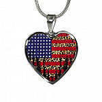 American Flag Leopard Pattern 4th of July Heart Pendant Necklace