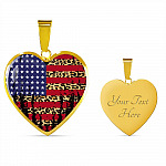American Flag Leopard Pattern 4th of July Heart Pendant Necklace