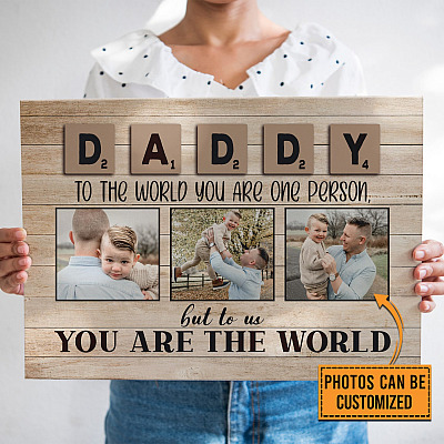 Alternative view of Personalized Photo Daddy To Us You Are The World Gallery Wrapped Framed Canvas Prints - Unframed Poster
