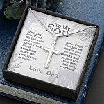 To My Son Stand Tall Even If You Fall And When You Are Too Afraid To Look Ahead Artisan Crafted Cross Necklace