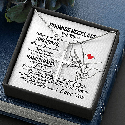 I Love You Artisan Crafted Cross Necklace - Promise Necklace - When You Wear This Cross Necklace