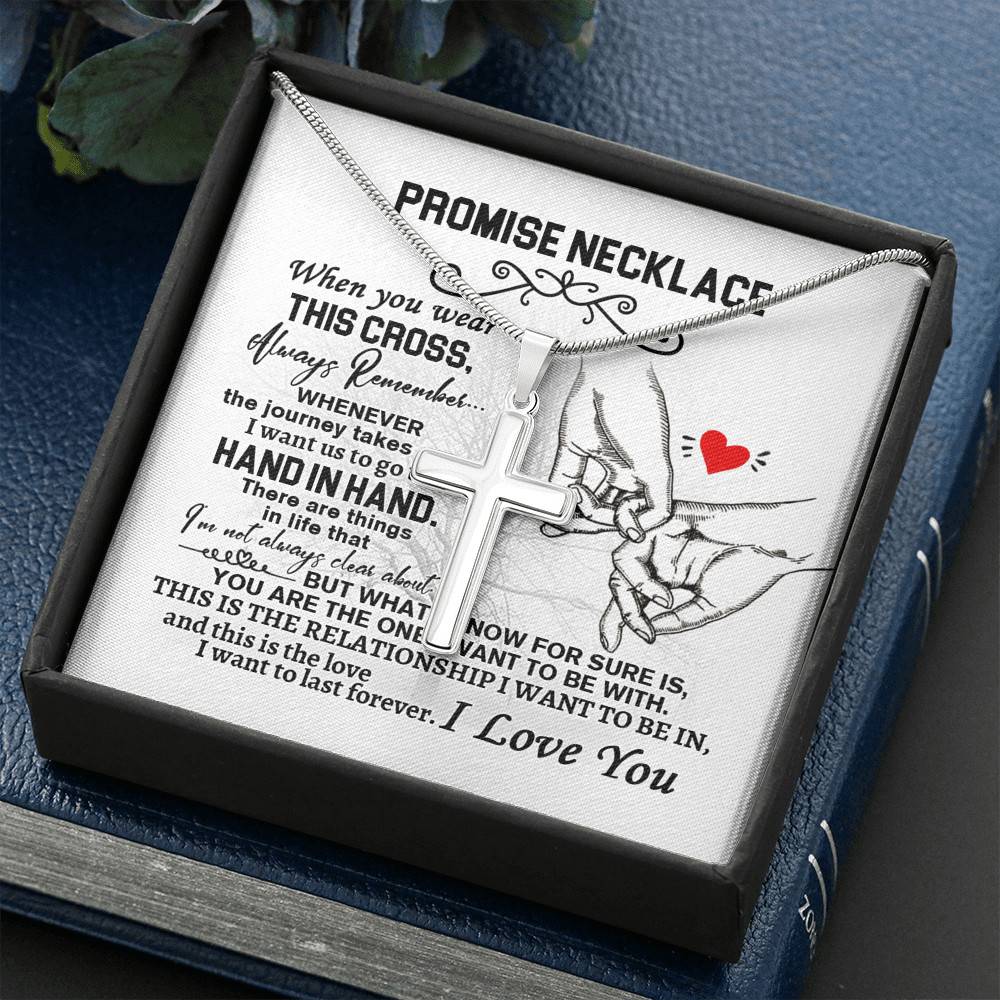 I Love You Artisan Crafted Cross Necklace - Promise Necklace - When You Wear This Cross Necklace