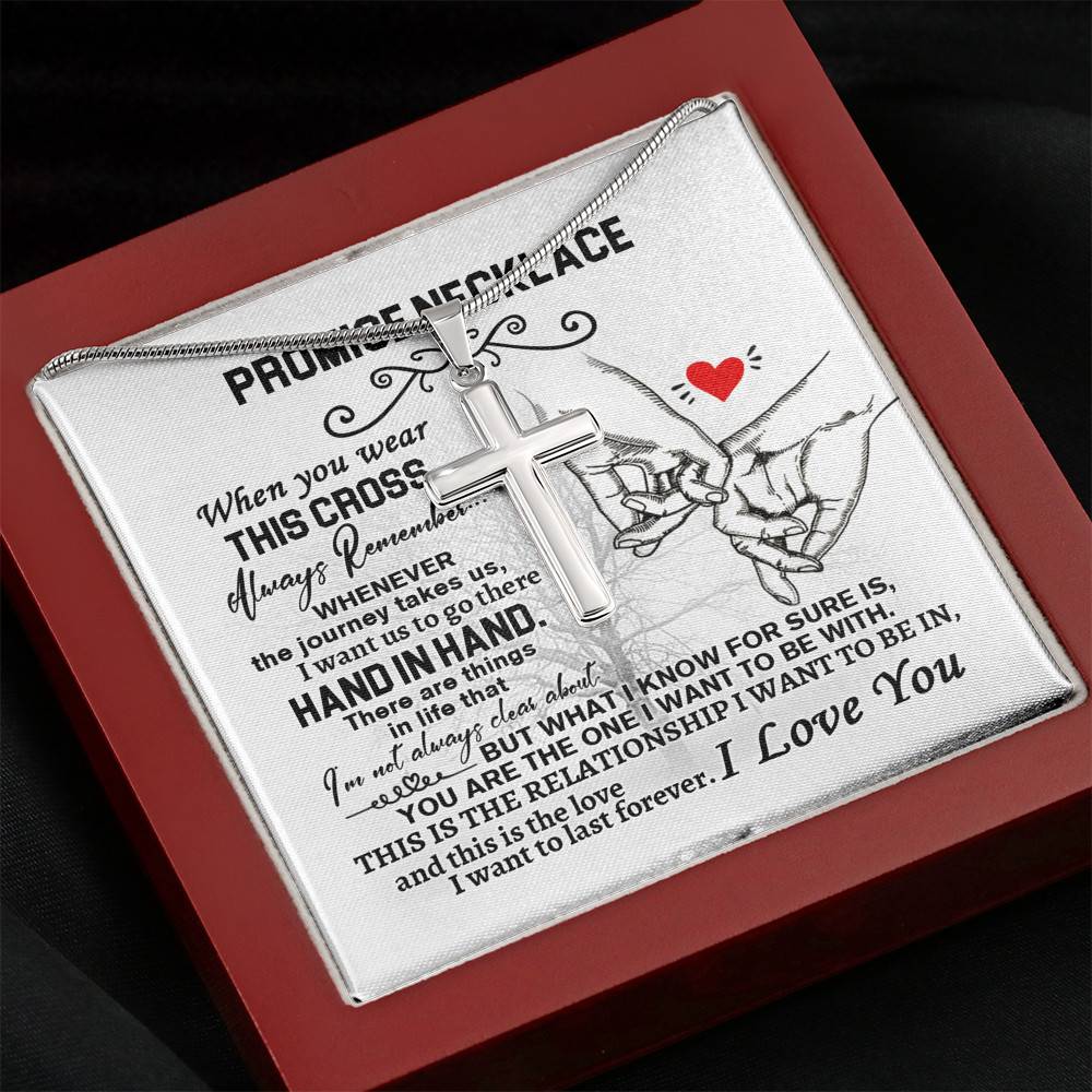 I Love You Artisan Crafted Cross Necklace - Promise Necklace - When You Wear This Cross Necklace