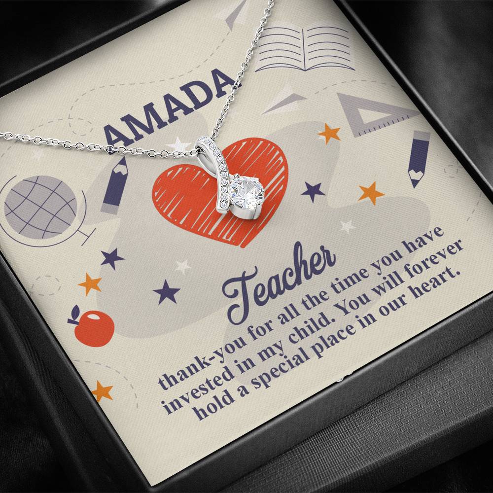 Personalized Thank You for All the Time You Invested in My Child Alluring Beauty Necklace