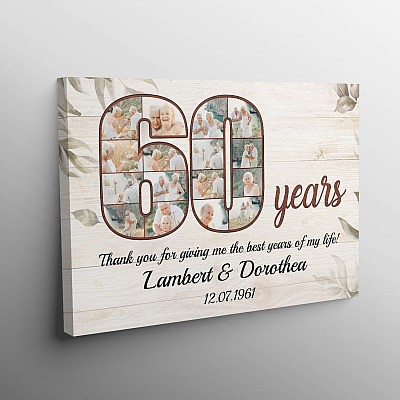 Alternative view of Personalized Photo 60 Years Anniversary - 60th Wedding Anniversary Custom Photo Framed Canvas - Unframed Poster