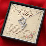 Personalized To My Other Mom I May Not Have Your Eyes Or Smile Double Hearts Pendant Necklace
