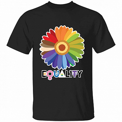Gay Pride Flower Equality, Black, Unisex T-Shirt