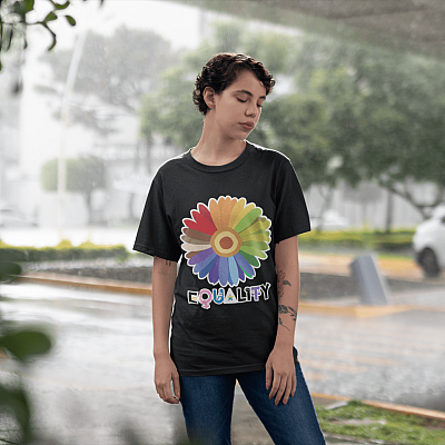 Alternative view of Gay Pride Flower Equality T-Shirt - Rainbow Equality T-Shirt