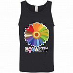 Gay Pride Flower Equality Cotton, Black, Unisex Tank Top