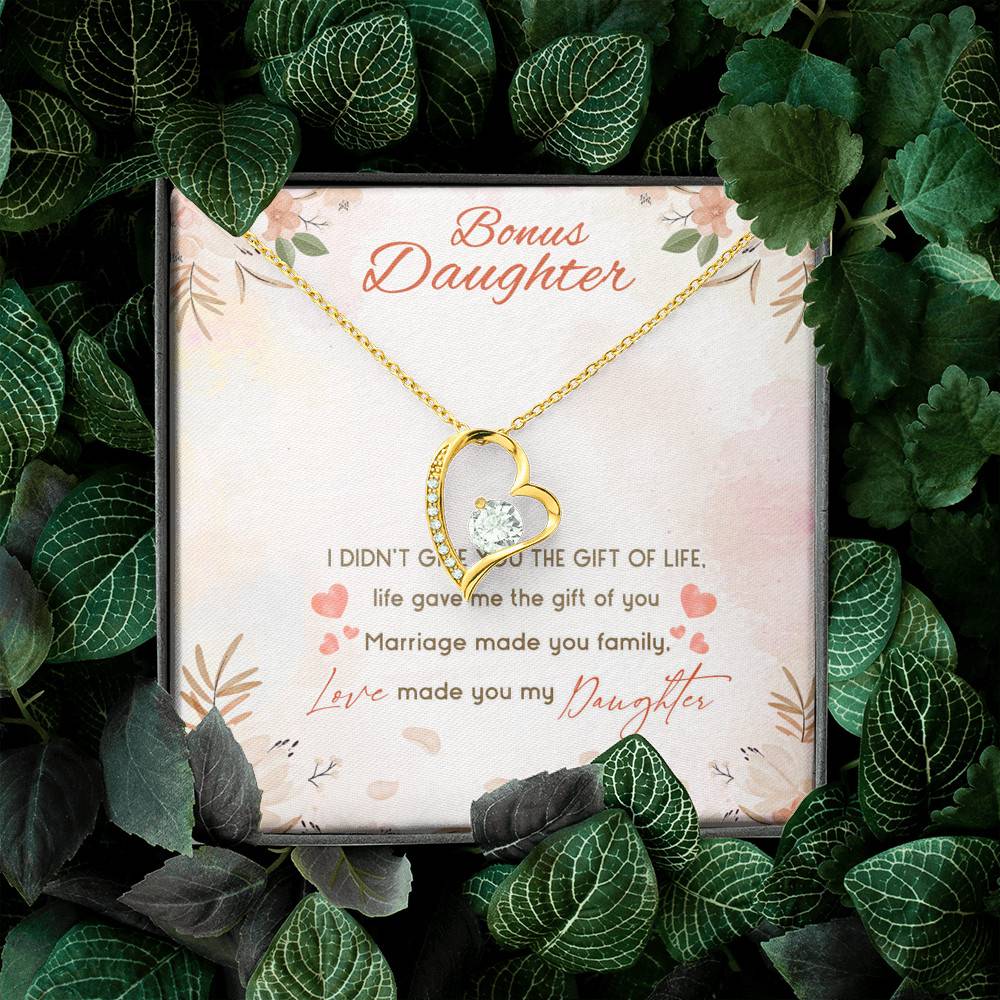 Bonus Daughter I Didn't Give You The Gift Of Life Life Gave Me The Gift Of You Forever Love Heart Pendant Necklace