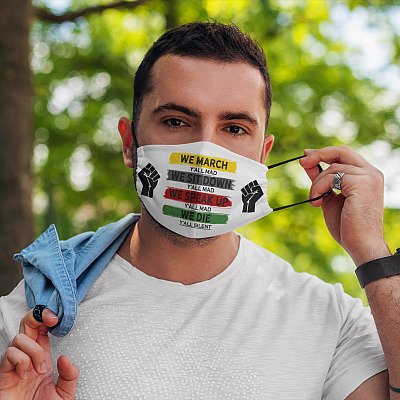 Alternative view of We March Y'All Mad We Sit Down Y'All Mad Bright Washable Reusable Custom - Printed Cloth Face Mask Cover