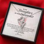 To My Daughter on Your Pregnancy the Most Magical Day I Love You Always Mom to Be Double Hearts Pendant Necklace