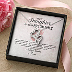 To My Daughter on Your Pregnancy the Most Magical Day I Love You Always Mom to Be Double Hearts Pendant Necklace