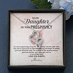 To My Daughter on Your Pregnancy the Most Magical Day I Love You Always Mom to Be Double Hearts Pendant Necklace