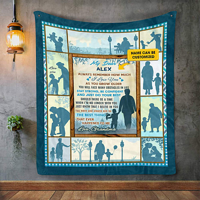 Alternative view of Personalized from Grandma to Grandson Always Remember How Much I Love You Fleece - Mink Sherpa-Woven Blanket