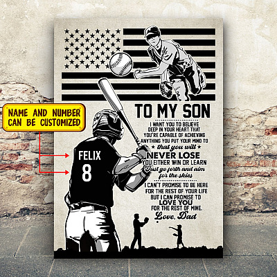 Alternative view of Personalized To My Son I Want You to Believe Deep In Your Heart Gallery Wrapped Framed Canvas Prints - Unframed Poster