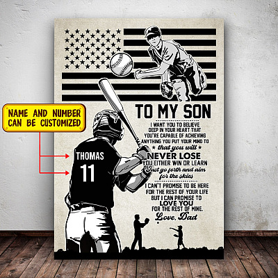 Personalized To My Son I Want You to Believe Deep In Your Heart Gallery Wrapped Framed Canvas Prints - Unframed Poster