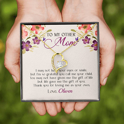 Personalized My Other Mom I May Not Have Your Eyes Or Smile Forever Love Pendant Necklace